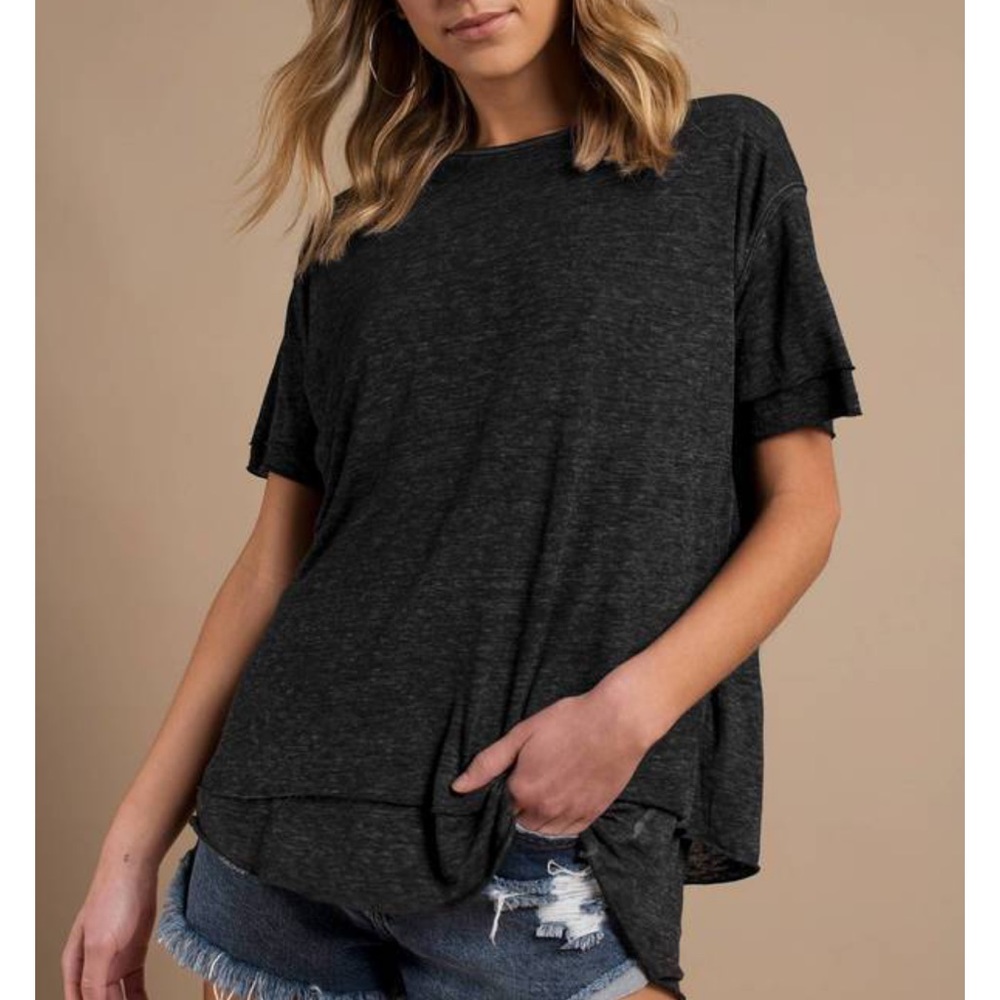 EUC•Free People•Black Mineral Wash Asymmetrical Top